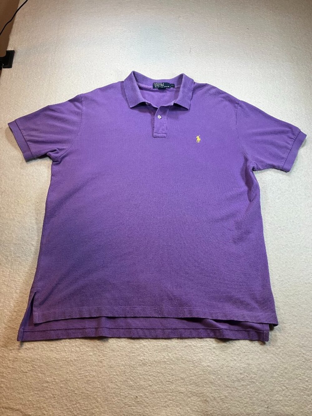 Polo Ralph Lauren Shirt Mens XL Purple Golf Polo Yellow Pony Classic Fit